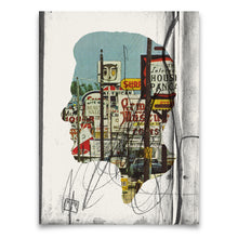 Load image into Gallery viewer, Collage of vintage signs and street elements on a textured background