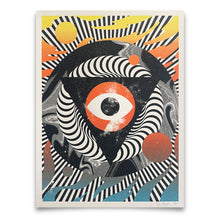 Load image into Gallery viewer, Abstract artwork with geometric shapes and a central eye design on a white background
